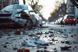 Fototapeta  - Aftermath of Car Accident in City