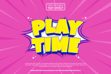 Aufkleber - Editable text effect Play time 3d cartoon template style modern premium vector