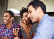 © Mikolette Moller/peopleimages.com - Pizza party, smile and with group of friends eating together in restaurant for social bonding. Meal, funny or laughing with happy young men and women enjoying fast food for hunger or conversation