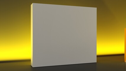 3D exhibition wall. White blank promotion. White empty geometric square. Presentation event room display. Blank wall.	
