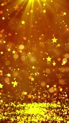 Wall Mural - falling orange gold stars glitter background video
