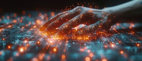Aufkleber - Digital networking and global network exchanges, Metaverse technology, AI transformation of big data. Businessman with global network and data exchanges.