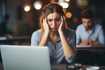 Hard working person in modern interior office programming writing web java script code AI technology generation