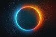 Abstract grainy background glowing color gradient blue orange red vibrant circle ring frame noise texture black