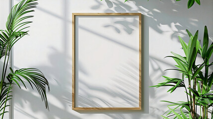 Wall Mural - White empty frame template, poster with copy space. Generative AI