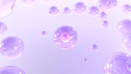 Aufkleber - Macro shot of various bubbles in water rising on the light background. Super slow motion Beauty glossy Moisturizing bubble blobs or drops 3D animation find a special extract.