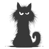Fototapeta  - Silhouette cute cat monster black color only full body