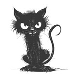 Fototapeta  - Silhouette cute cat zombie black color only full body