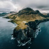 Fototapeta  - Drone shot of Talisker Bay on the Isle of Skye in Scotland