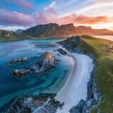 Fototapeta  - Drone shot of Talisker Bay on the Isle of Skye in Scotland