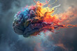 Concept of creativity. Human brain dissolving into an explosion of color