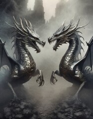 Wall Mural - dragon in the night