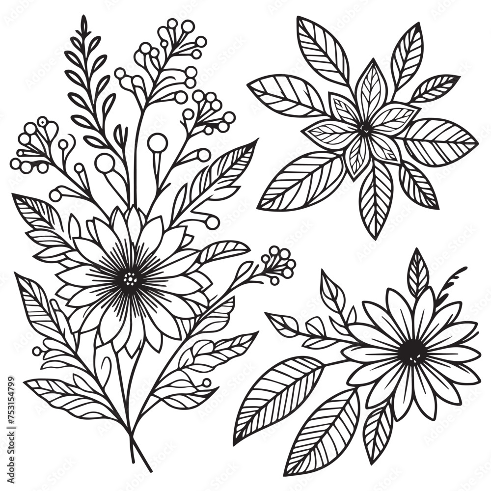 Hand drawn Coloring page doodle art, flowers colorings page, and books ...