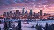 Edmonton Downtown Skyline Just After Sunset in the Winter
