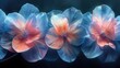 A close-up digital rendering of iridescent blue flowers, showcasing intricate details and subtle gradients.