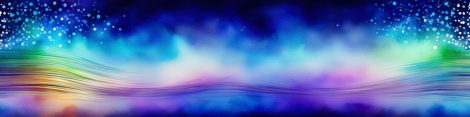 Wall Mural - Watercolor blurred background pink and yellow paint strokes on blue. Abstract background for design, space for text.	
