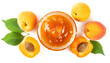 Aprikosen Marmelade isoliert auf weißen Hintergrund, Freisteller, Draufsicht