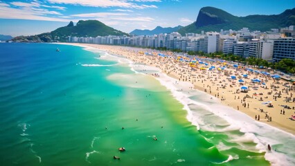 Wall Mural - View of Copacabana beach in Rio de Janeiro, Brazil, Copacabana beach in Rio de Janeiro, Brazil. Copacabana beach is the most famous beach of Rio de Janeiro, Brazil, AI Generated