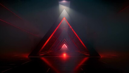 Poster - abstract futuristic background, 3d rendering, computer digital image, Futuristic High Tech dark background with a triangle, AI Generated