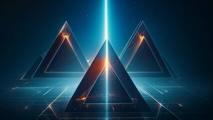Poster - Abstract technology background with geometric shapes. 3d rendering toned image double exposure, Futuristic High Tech dark background with a triangle, AI Generated