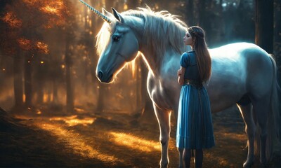 Canvas Print - white horse in the woods