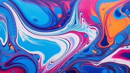 Canvas Print - A colorful abstract painting background features liquid marbling paint, creating a fluid texture with an intense mix of vibrant acrylic colors.