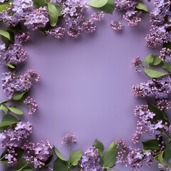 Wall Mural - Purple background with Lilac Flowers around the border 