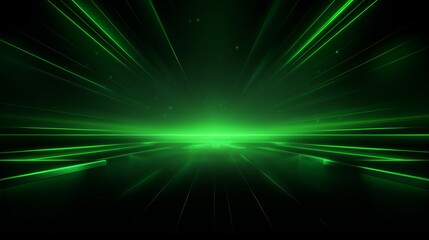 Wall Mural - Green. Neoned lines futuristic aesthetics. Glowing neon futuristic style on smoked dark background. Horizontal wallpaper, background. Stylish flyer for ad, offer, bright colors. Copyspace