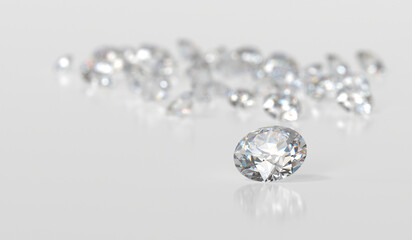 Poster - Diamonds group placed on glossy background 3d Rendering Soft Focus
