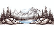 Mountain landscape nature freehand draw cartoon vect