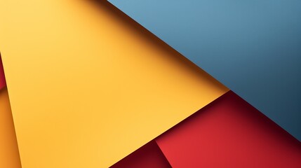 Poster - An abstract colored paper texture background presents minimal geometric shapes and lines in light blue, navy, red, and yellow colors, offering a visually dynamic composition.