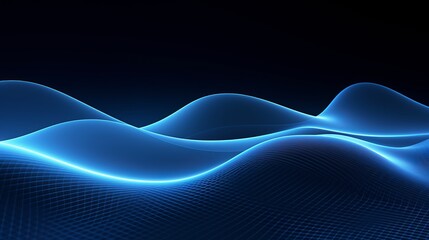 Wall Mural - An abstract digital wave in blue circular shape forms the background, representing a futuristic point wave and big data in a 3D rendering.