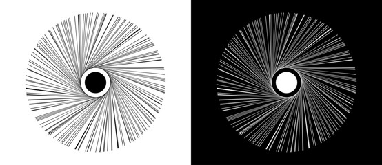 Aufkleber - Abstract background with lines in circle. Art design spiral as logo or icon. A black figure on a white background and an equally white figure on the black side.