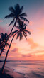 A serene beach sunset with pastel colors, palm trees silhouetted against the sky, a peaceful and tropical mobile wallpaper Generative AI
