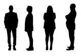 Fototapeta Na drzwi - silhouette of a group of standing men and women dressed in a jacket