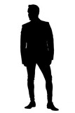 Fototapeta Na drzwi - front silhouette of a standing man wearing blazer looking away