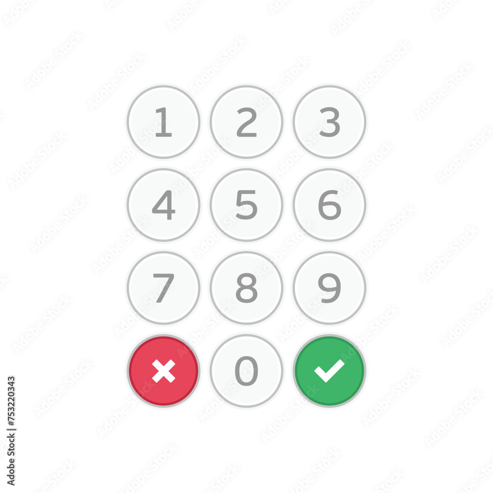 Keypad entry. Digital keypad, keyboard, dialer access. Buttons with ...