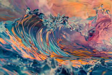 Poster - A quantum sea--waves of probability collapse and expand. Each crest represents a parallel universe--alternate choices, missed opportunities, and unexplored paths.