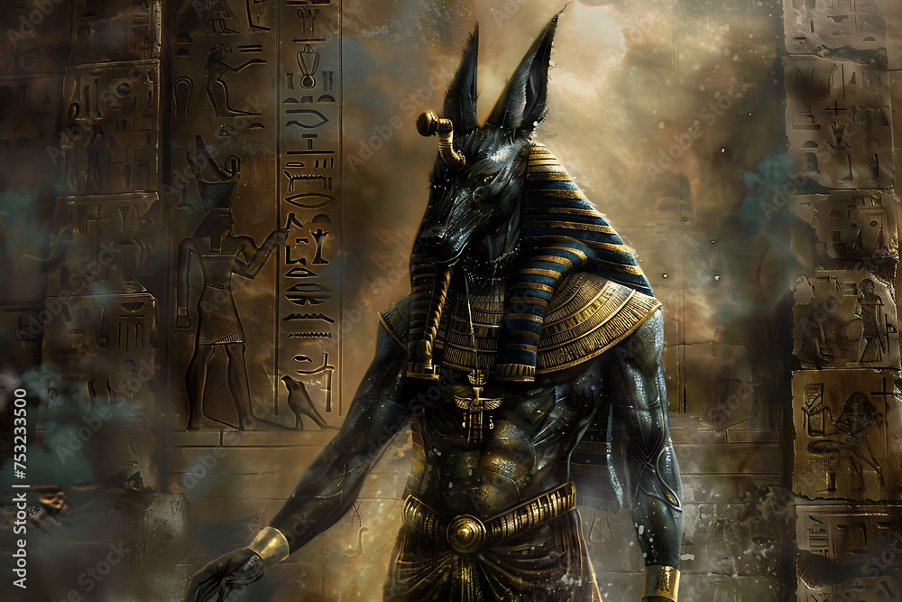 Illustration Stock An impressive representation of Anubis, the ancient