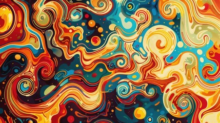  Vibrant Swirling Abstract Design in Colorful Cartoon Style