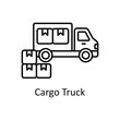 © Design Circle  - Cargo Truck vector outline icon design illustration. Manufacturing units symbol on White background EPS 10 File