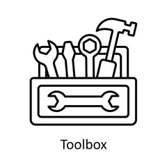 Toolbox vector outline icon design illustration. Manufacturing units symbol on White background EPS 10 File