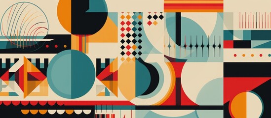 Wall Mural - Geometric Retro Design Elements and Patterns