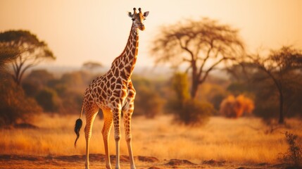 majestic giraffe in stunning savannah wilderness, natural african wildlife scene for photographers