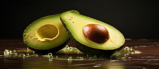 Poster - vibrant avocado halved with fresh green flesh exposed in crisp close-up shot