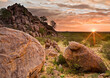 Afrika, Namibia, Omaruru, Savanne, rote Felsen, Sonnenaufgang, Ebene