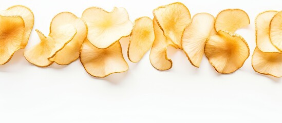 Poster - Assorted Sliced Mushrooms Arranged Neatly on a Clean White Background for Culinary Concepts