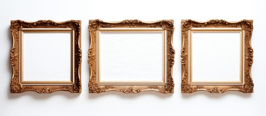 Leinwandbilder - Elegant Gold Frames Set Against White Background for Luxurious Decor Displays and Gallery Showcases