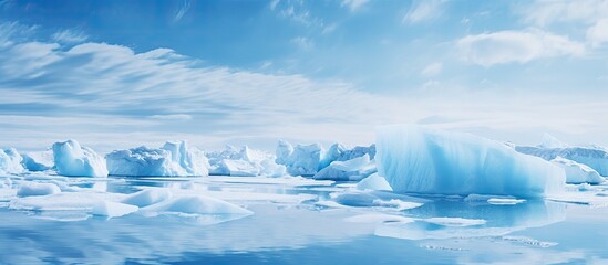 Poster - Majestic Iceberg Drifting in Vast Open Ocean Waters Under Clear Blue Sky