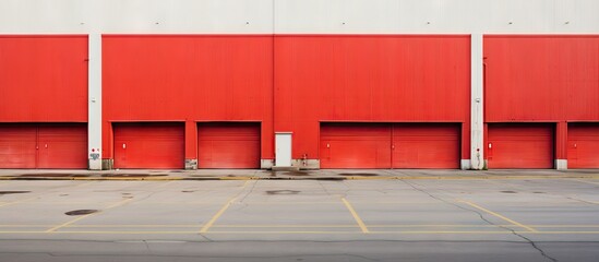 Aufkleber - Vibrant Red Building Contrasted by the Clean White Wall Standing Out in the Urban Landscape
